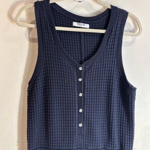 Smash + Tess Navy Sleeveless Waffle Megan Romper/Jumpsuit